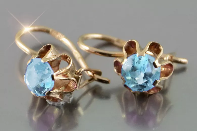 Russisches sowjetisches Silber Rosé vergoldet 925 Alexandrit Rubin Smaragd Saphir Aquamarin Zirkon ... Ohrringe vec013rp