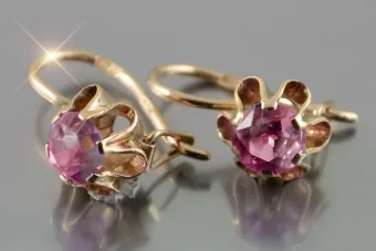 Vintage silver rose gold plated 925 Alexandrite Ruby Emerald Sapphire Aquamarine Zircon ... earrings vec013rp