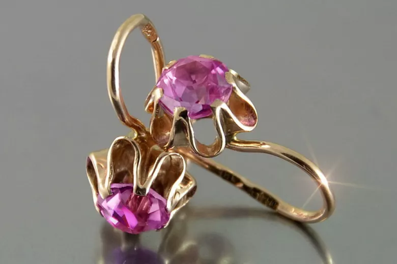 Russisches sowjetisches Silber Rosé vergoldet 925 Alexandrit Rubin Smaragd Saphir Aquamarin Zirkon ... Ohrringe vec013rp