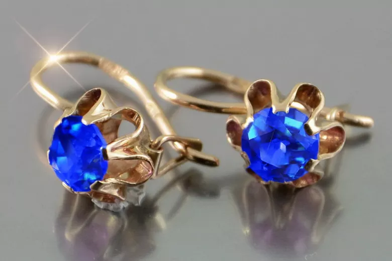 Russisches sowjetisches Silber Rosé vergoldet 925 Alexandrit Rubin Smaragd Saphir Aquamarin Zirkon ... Ohrringe vec013rp