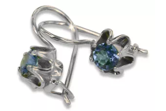 Vintage stříbrné náušnice 925 s Alexandryt Rubin Sapphire Emerald Aquamarine Cubic Zirconia VEC013S