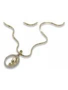 Madre de Dios medallón de oro de 14k y cadena de serpiente pm011y&cc080y