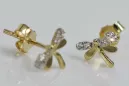 Italian 14k 585 yellow gold dragonfly zircon earrings cec015y