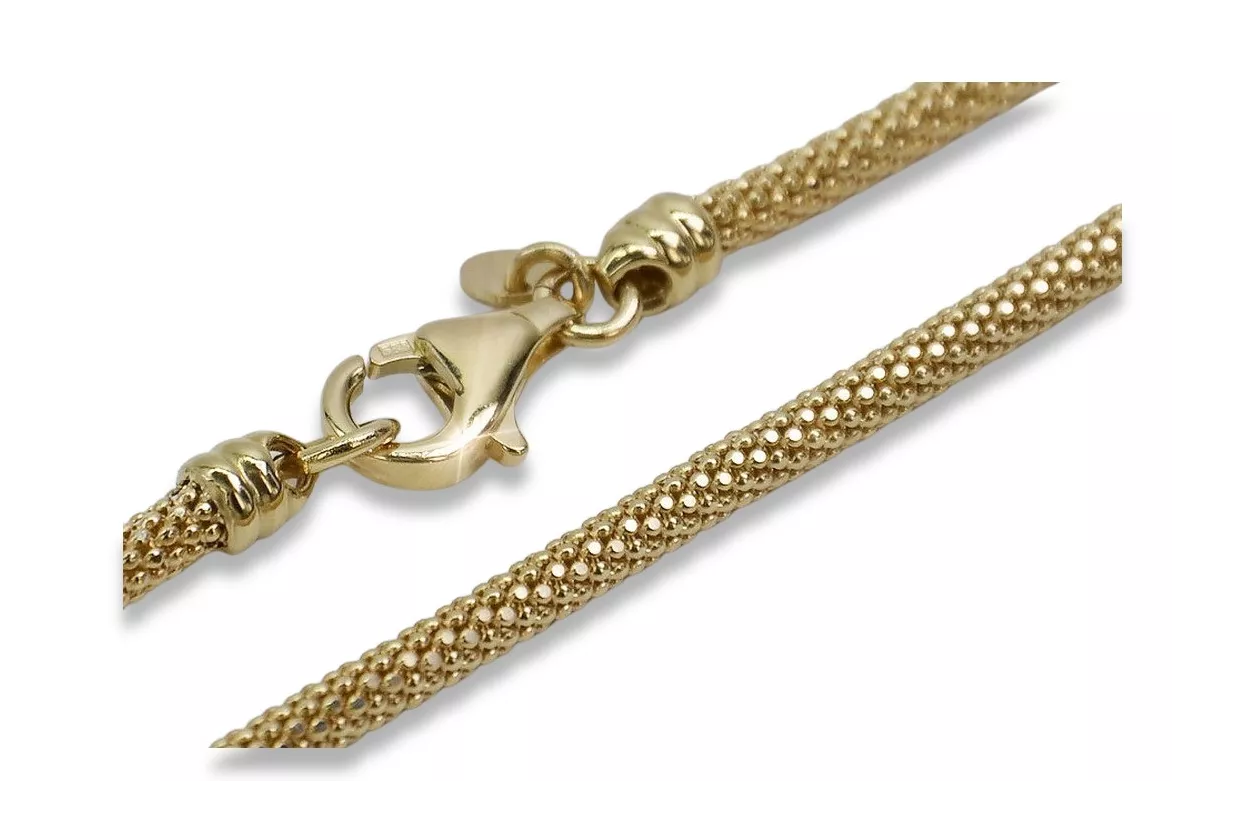 Італійський жовтий 14k золото 585 Новий браслет з мотузкового шнура порожнистий cb075y