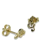 Złote włoskie kolczyki 14k 585 klucz wiolinowy cec003y