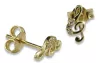 Italian 14k 585 yellow gold treble clef earrings cec024y