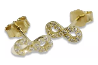 Italian yellow 14k 585 gold infinity zircon earrings cec014y