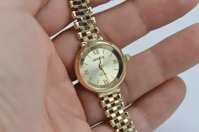 Puikus 14k 585 aukso moteriškos laikrodis Geneve lw026y