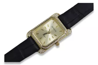 Италиански жълт 14k 585 злато дама Geneve часовник lw054y