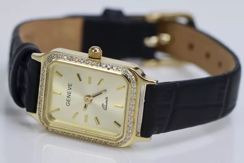 Puikus 14K 585 aukso moteriškasis laikrodis Geneve lw055y