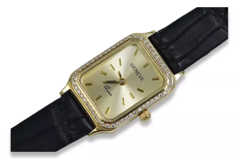 Prześliczny 14K 585 złoty damski zegarek Geneve lw055y