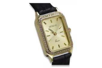 Goldene Damenuhr ★ zlotychlopak.pl ★ Gold Reinheit 585 333 Niedriger Preis!