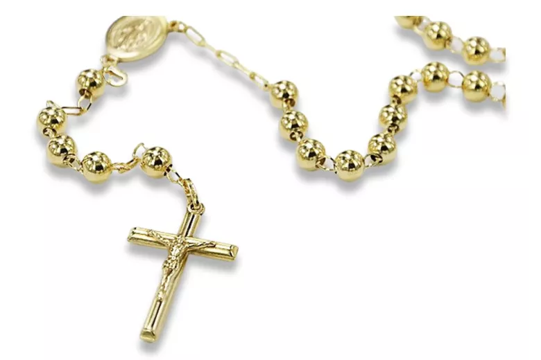 Cadena rosario amarillo italiano de 14k oro 585 rcc009y