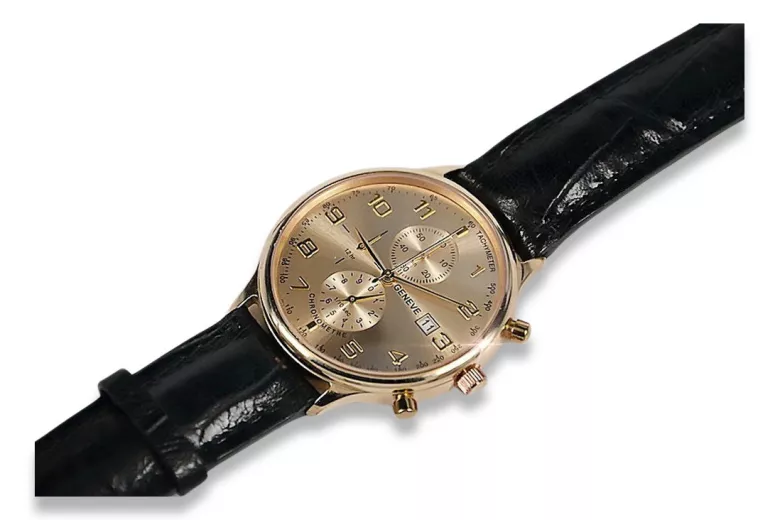 Руски съветски роза 14k 585 златен мъжки часовник Geneve mw005r