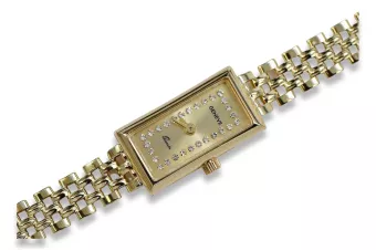 Италиански жълт 14k 585 злато дама Geneve часовник lw056y
