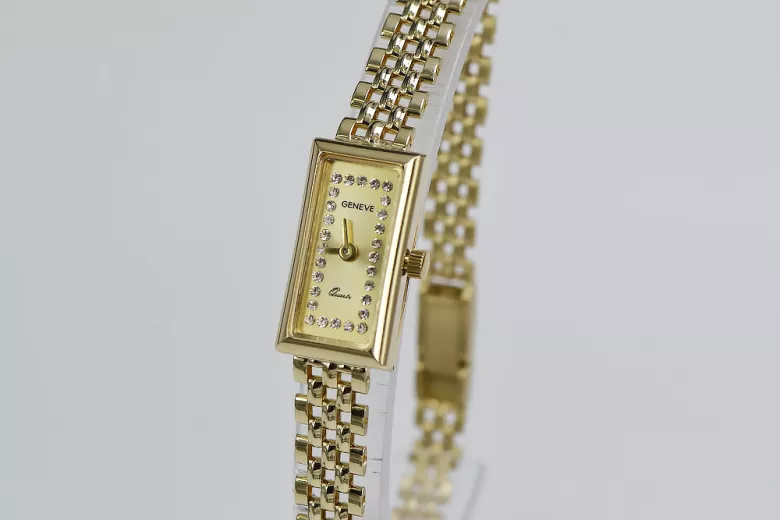 Prześliczny 14K 585 złoty damski zegarek Geneve lw056y