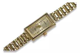 Италиански жълт 14k 585 злато дама Geneve часовник lw058y