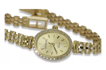 Италиански жълт 14k златен дамски часовник Geneve lw032y