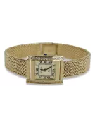 Montre Femme Or 14K, Rectangulaire, Italienne, Zircone