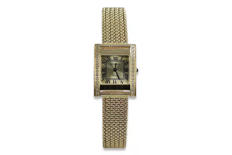 Złoty zegarek damski 14k 585 Geneve lw035yy&lbw003y