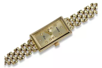 Италиански жълт 14k 585 злато дама Geneve часовник lw063y