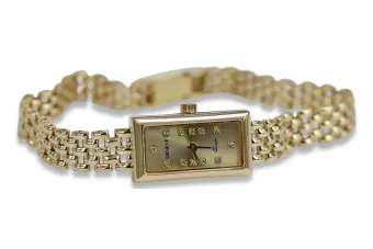 Goldene Damenuhr ★ zlotychlopak.pl ★ Gold Reinheit 585 333 Niedriger Preis!