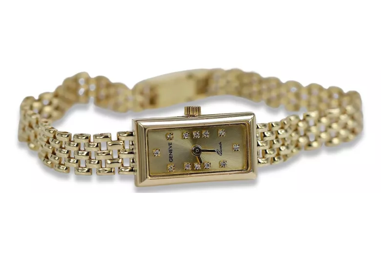 Prześliczny 14K 585 złoty damski zegarek Geneve lw063y