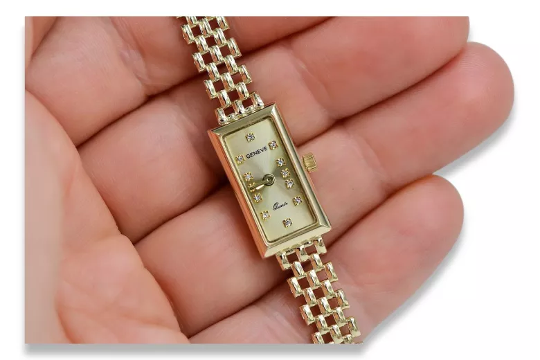 Prześliczny 14K 585 złoty damski zegarek Geneve lw063y