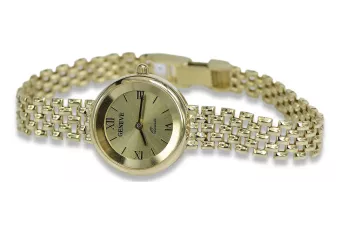 Италиански жълт 14k 585 злато дама Geneve часовник lw069y