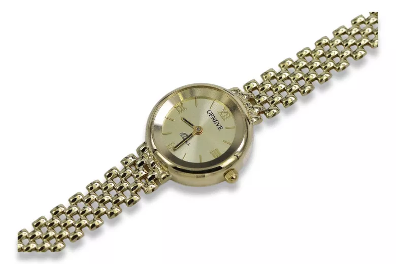 Prześliczny 14K 585 złoty damski zegarek Geneve lw069y