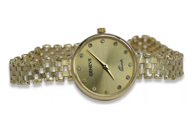 Puikus 14K 585 aukso moteriškasis laikrodis Geneve lw071y