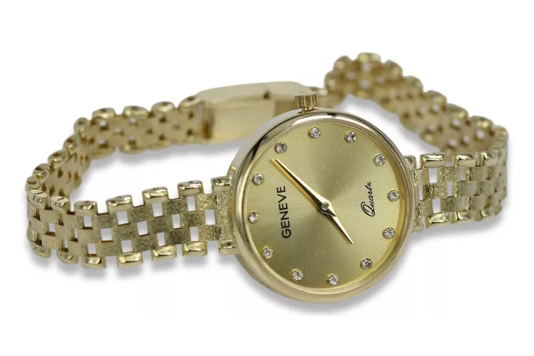 Puikus 14K 585 aukso moteriškasis laikrodis Geneve lw071y