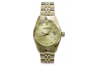 Italienische 14k gelb Damenuhr Geneve Lady Geschenk lw091y