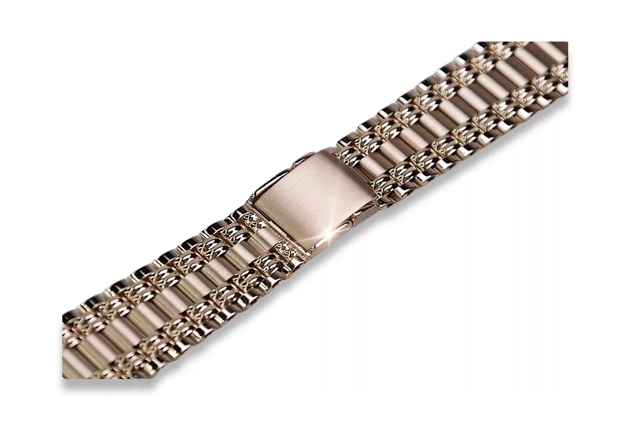 Rosa rusa 14k 585 pulsera de reloj de hombre de oro mbw009r