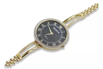 Италиански жълт 14k злато 585 дама часовник Geneve lw053y