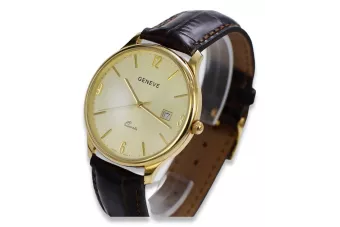 Reloj italiano Geneve para hombre de oro amarillo de 14k mw017ydy