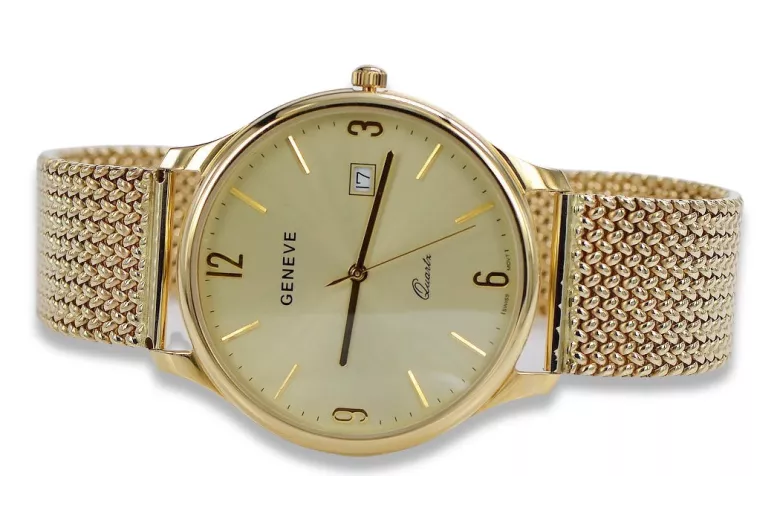 Złoty zegarek męski 14K Geneve, kwarcowy, włoski, 40mm | Zlotychlopak.pl
