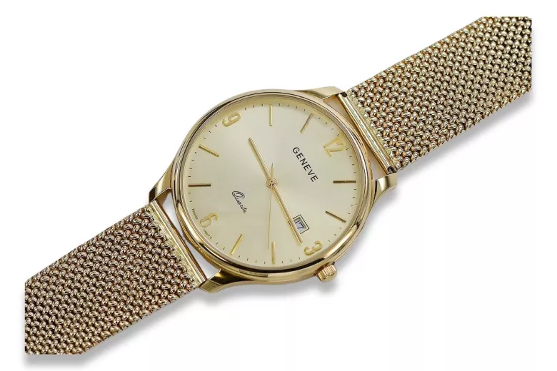 Złoty zegarek męski 14K Geneve, kwarcowy, włoski, 40mm | Zlotychlopak.pl