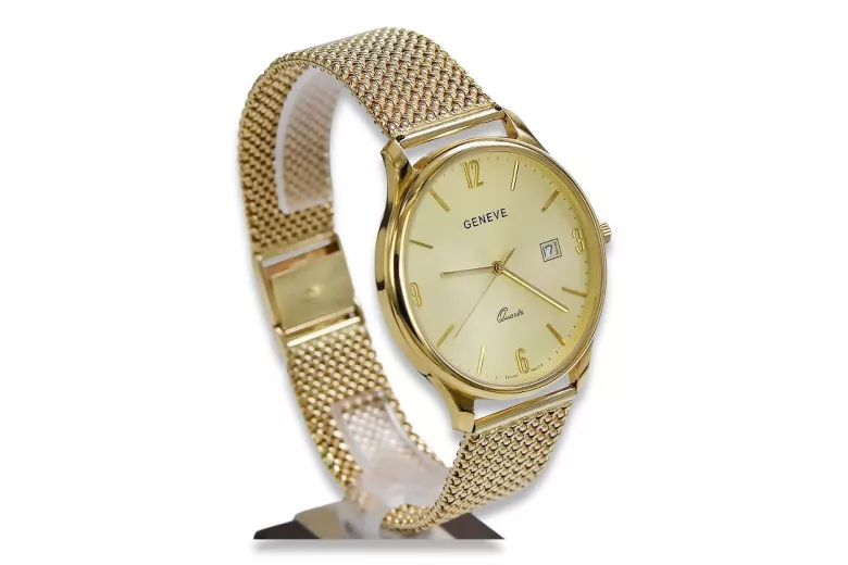 Złoty zegarek męski 14K Geneve, kwarcowy, włoski, 40mm | Zlotychlopak.pl