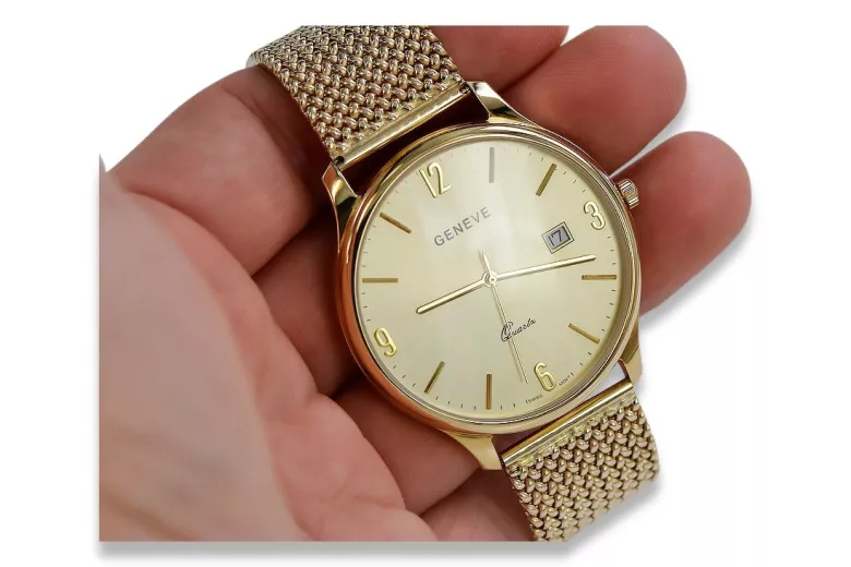 Złoty zegarek męski 14K Geneve, kwarcowy, włoski, 40mm | Zlotychlopak.pl