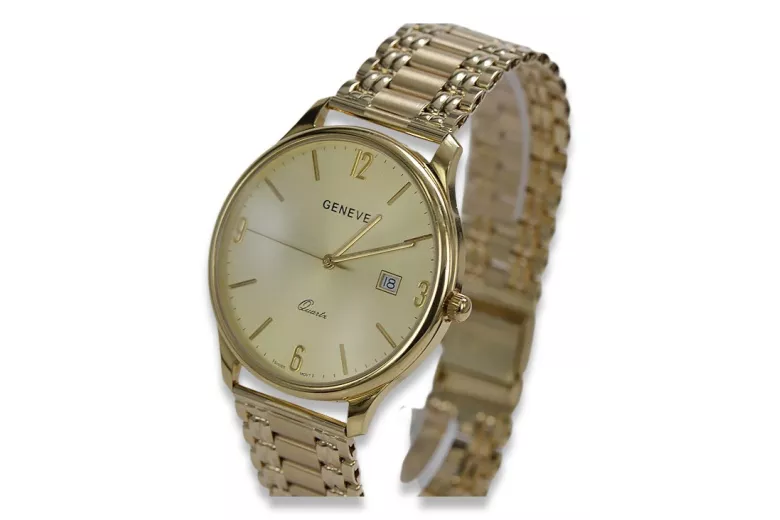 Reloj de oro para hombre Geneve ★ zlotychlopak.pl ★ Pureza de oro 585 333 Precio bajo!