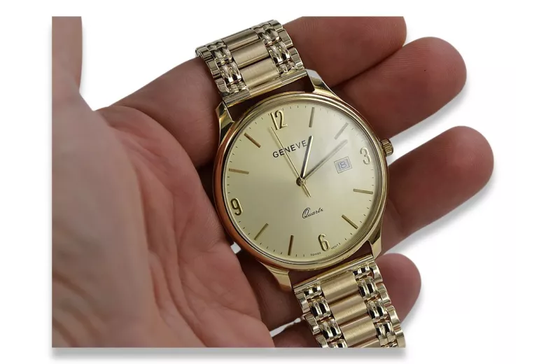 Vyrų auksinis laikrodis 14k 585 su Geneve apyranka mw017y&mbw012y