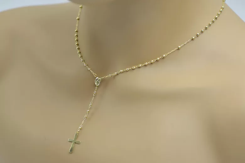 Cadena rosario amarillo italiano de 14k oro 585 rcc004y