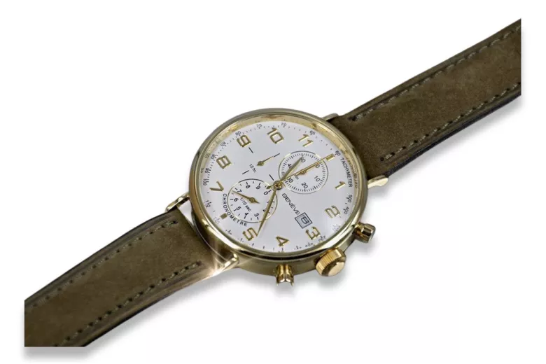 Италианско жълто злато мъжки часовник Geneve mw053y