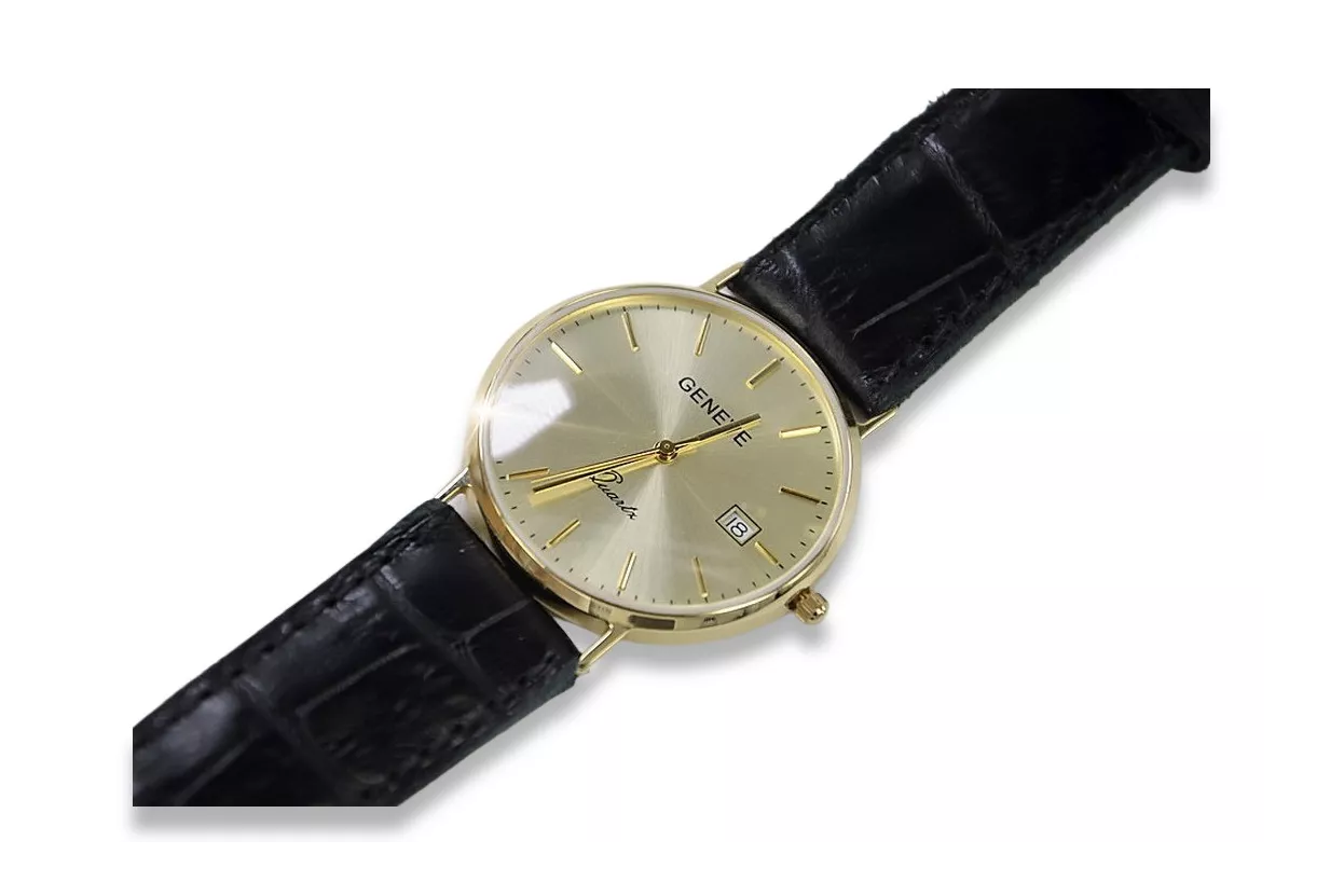 Reloj de oro para hombre Geneve ★ zlotychlopak.pl ★ Pureza de oro 585 333 Precio bajo!