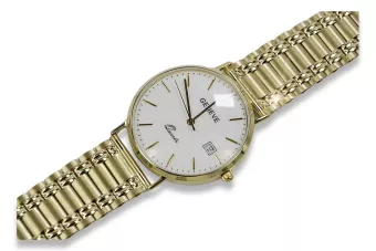 Galben italian 14k 585 de aur pentru bărbați ceas Geneve mw006ydw&mbw009y