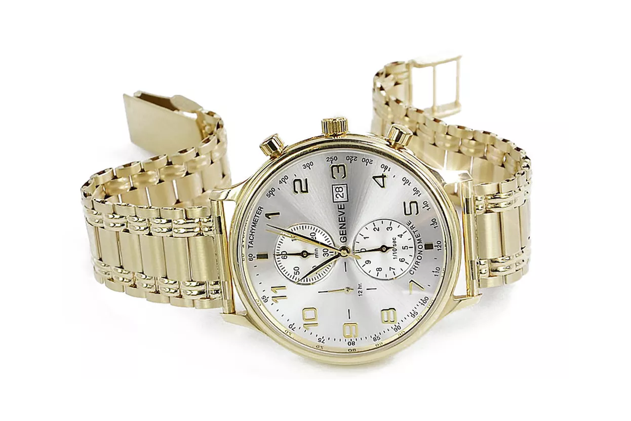 Жълт 14k мъжки часовник Geneve mw005ydw&mbw006y