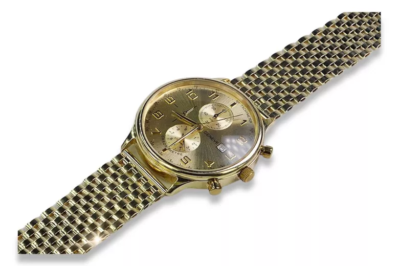 Złoty zegarek z bransoletą męski 14k 585 Geneve mw005y&mbw008y