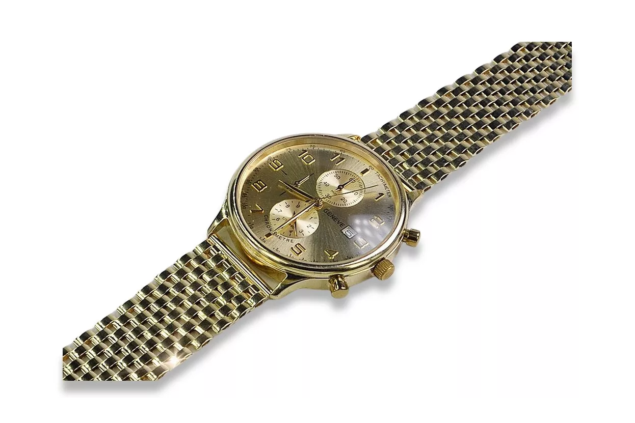 Жовтий 14k золотий чоловічий годинник Geneve mw005y&mbw008y