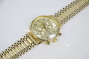 Жълт 14k 585 златен мъжки часовник Geneve mw005y&mbw010y